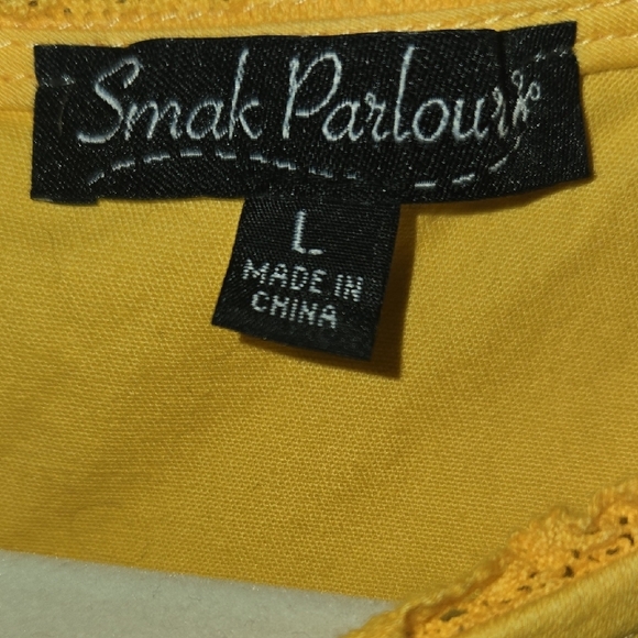 Smak Parlour UNIQUE VINTAGE KAWAII Yellow DRESS CUTE BOLD ARTSY BOLD RETRO LARGE - Picture 8 of 13